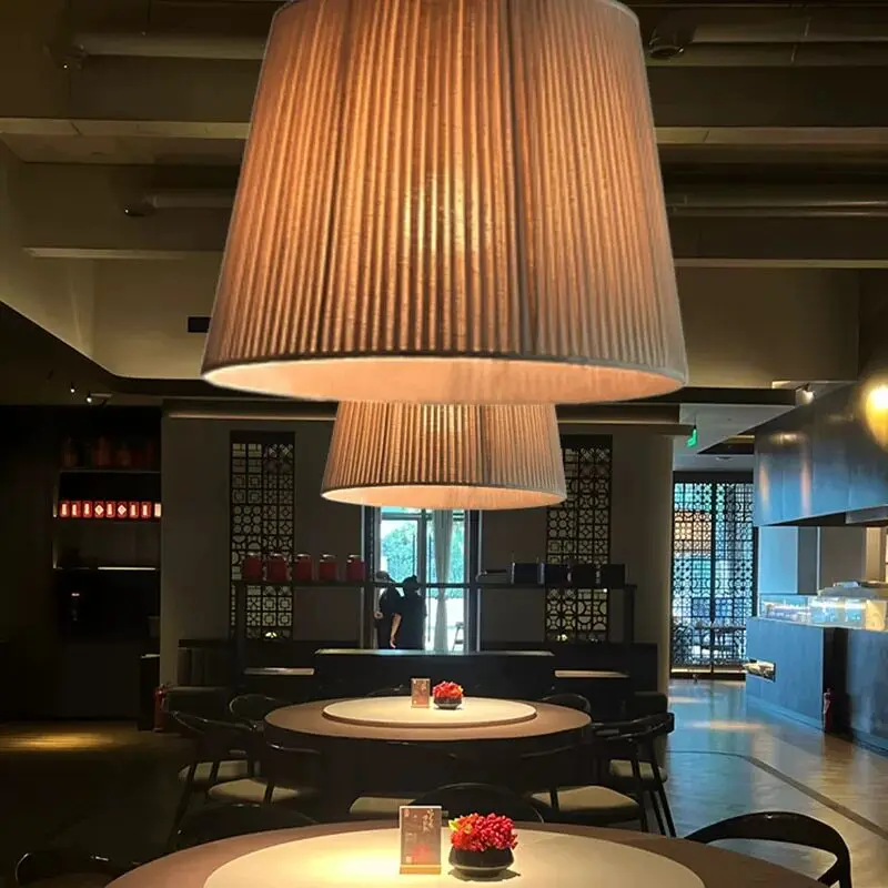 Wabi Sabi Vintage Fabric LED Pendant Lights Artistic Atmosphere Chandelier Living Room Bedroom