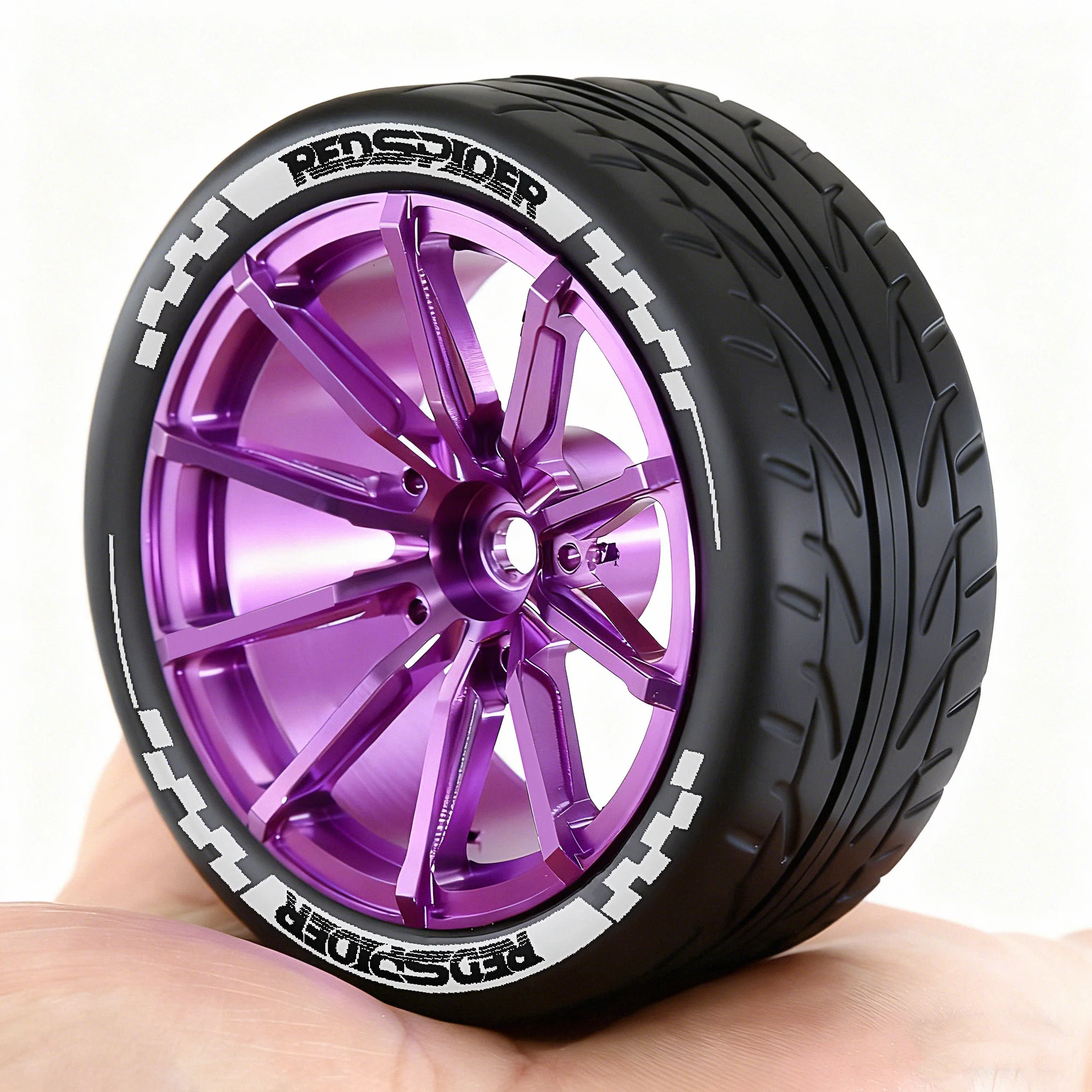 4 Uds neumáticos de goma y llantas de plástico cubo hexagonal de 12mm Compatible con HSP Tamiya HPI Kyosho Redcat ExceedRC 1/10 Touring Ca en carretera