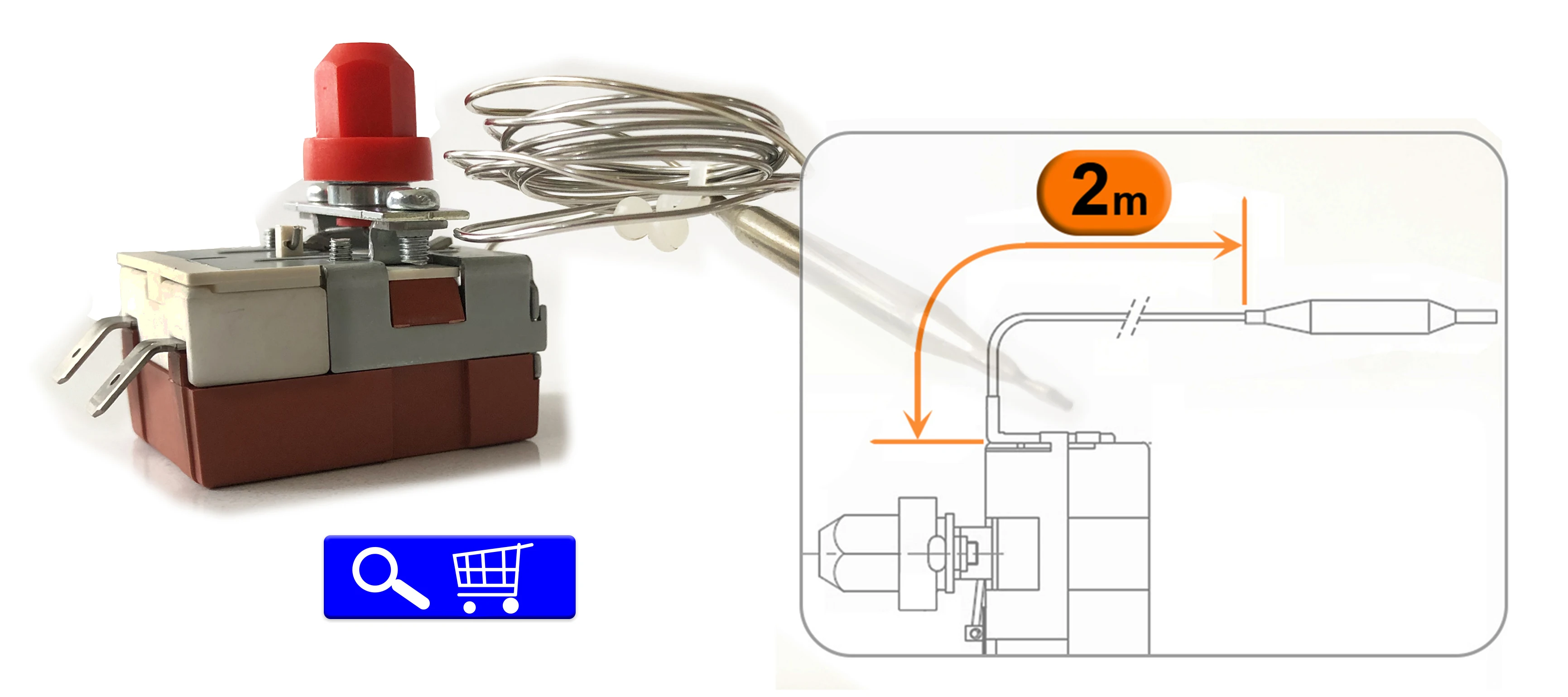 Kapillarthermostat, Glühbirne, Thermometer, fest, hohe Temperatur, Sicherheitsbegrenzer, Steuerschalter, manueller Reset, TSR – für Ofenheizung – Detail 9