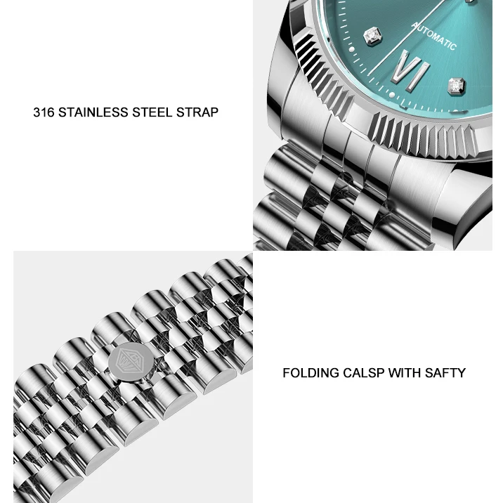 Reloj Automático LOBINNI para hombre, reloj de pulsera mecánico de lujo de 40mm, luminoso, resistente al agua hasta 50M, zafiro Miyota 8215 con fecha