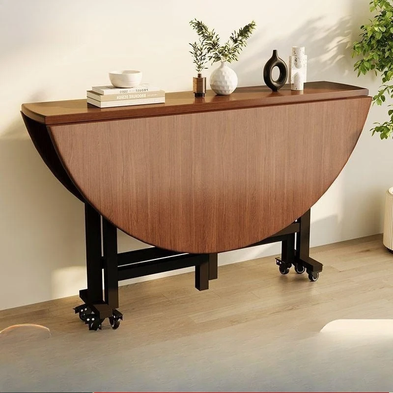 Folding dining table household small apartment foldable eating table simple restaurant round