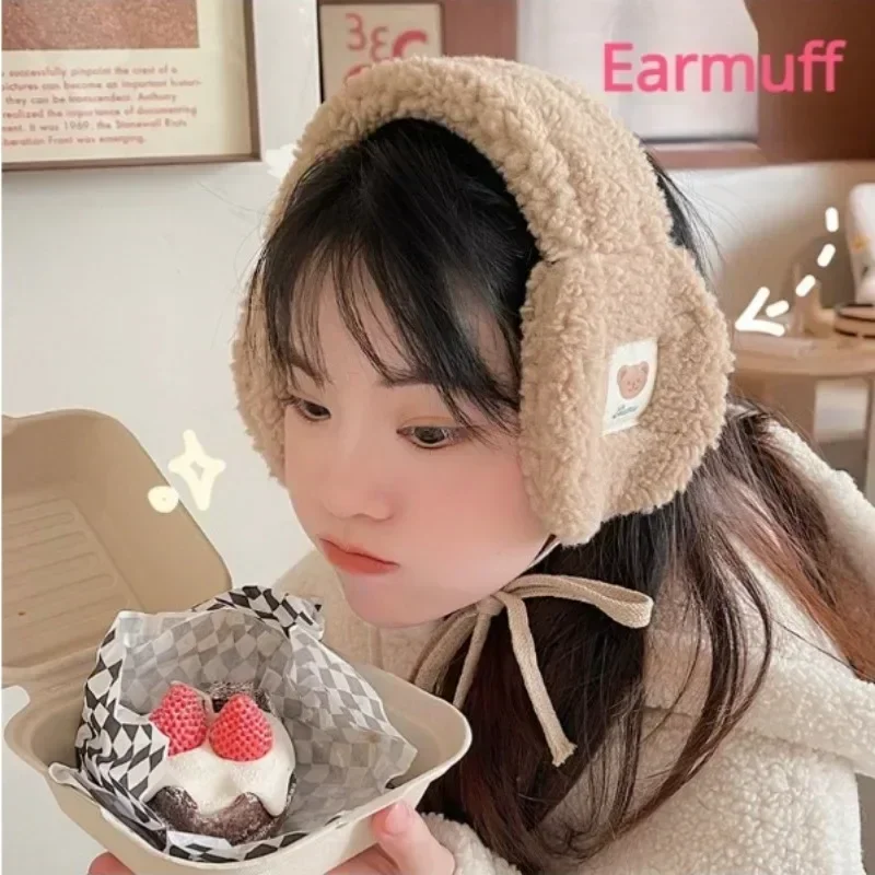 หมีน่ารัก Earmuffs ผู้หญิง Soft Plush Muffs หูพับได้ฤดูหนาวกลางแจ้งเย็นป้องกัน Earflap Windproof ปรับ Earmuff