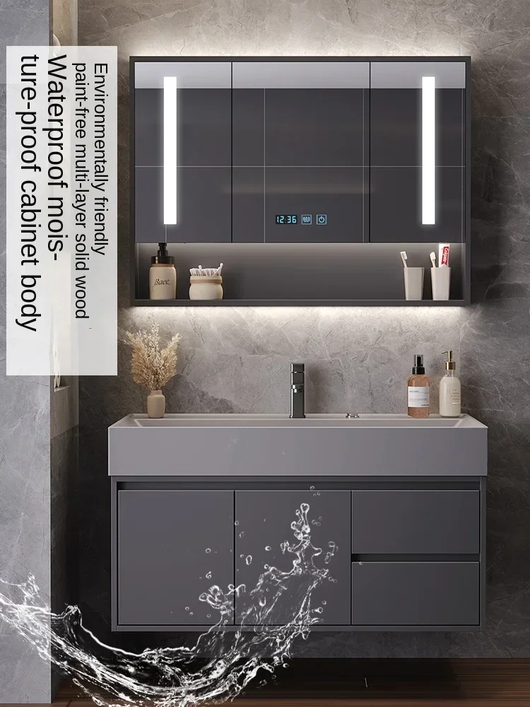 Rock integrated basin bathroom cabinet sink