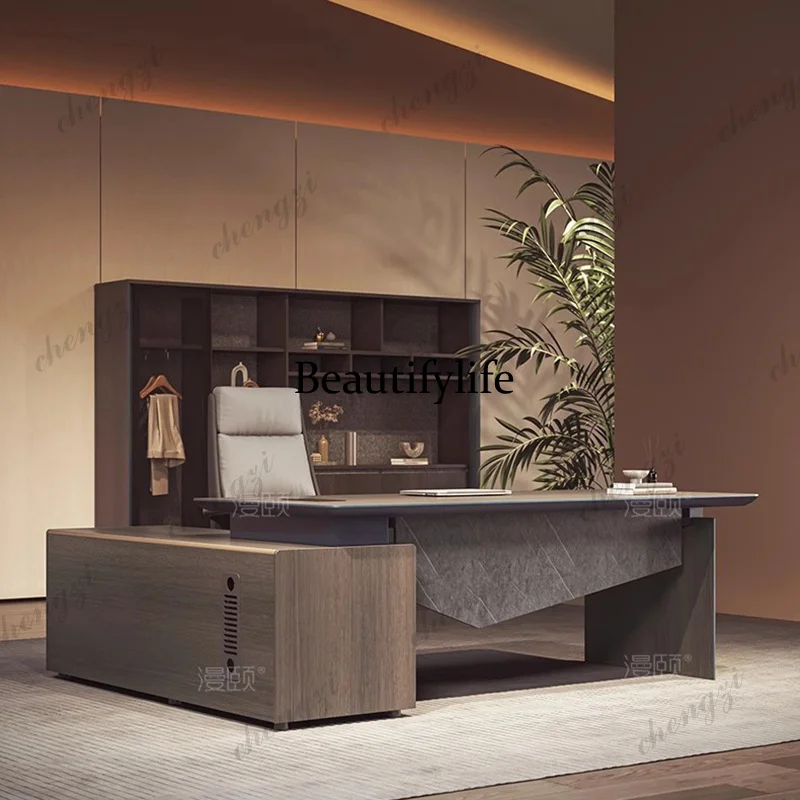 

Modern Simple Office Desk Nordic Luxury Advanced Boss L Shape Desk European Style Creativity Office Furniture K182
