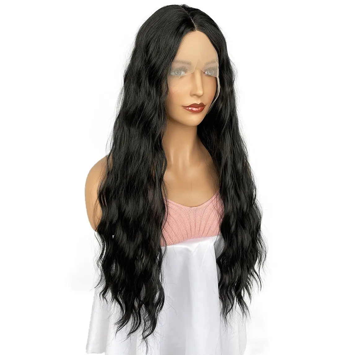 

BCHR Lace Front Wigs for Women Long Wavy Black Wig Middle Parting Synthetic Heat Resistant Fiber Natural Curly Daily Hair