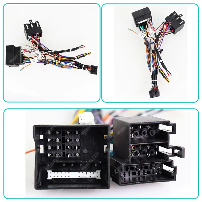 Decodificador de caja Canbus de radio de coche QSZN para Audi A3 A4 TT 16PIN arnés de cableado enchufe Cable de alimentación Android