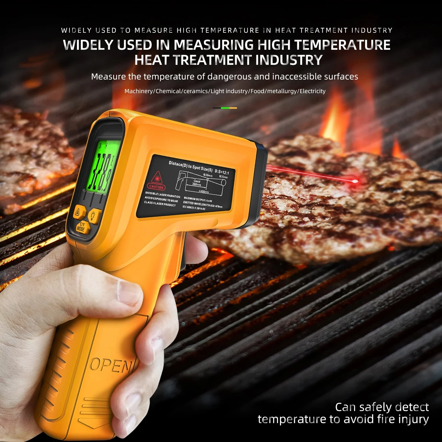 Infrared Thermometer -50~530C Professional 12：1 Digital IR-LCD Temperature Meter Non-contact Laser Thermometers Pyrometer