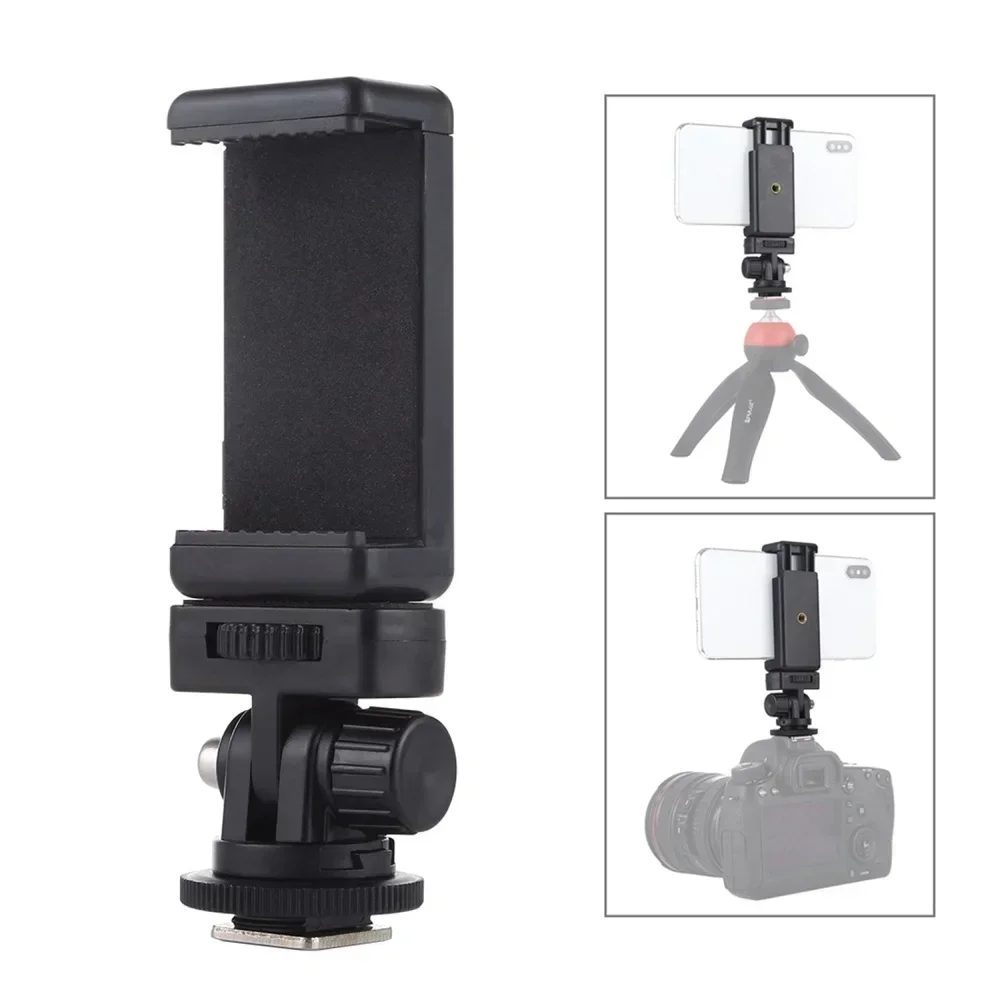 1/4 Inch Screw Thread Cold Shoe Phone Clamp Holder Stand Vertical&Horizontal Video Shooting For Andriod&iPhone SmartPhones