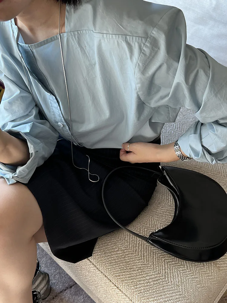 

Раннеосенняя женская блузка из чистого хлопка оригинального дизайна, свободного кроя, с длинным рукавом, удобная, дышащая, приятная для кожи.