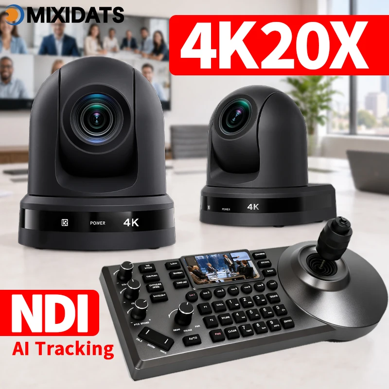 4K PTZ Camera 20X Optical Zoom AI Tracking HDMI PoE USB3.0 for Live Streaming Business Meetings YouTube Broadcast