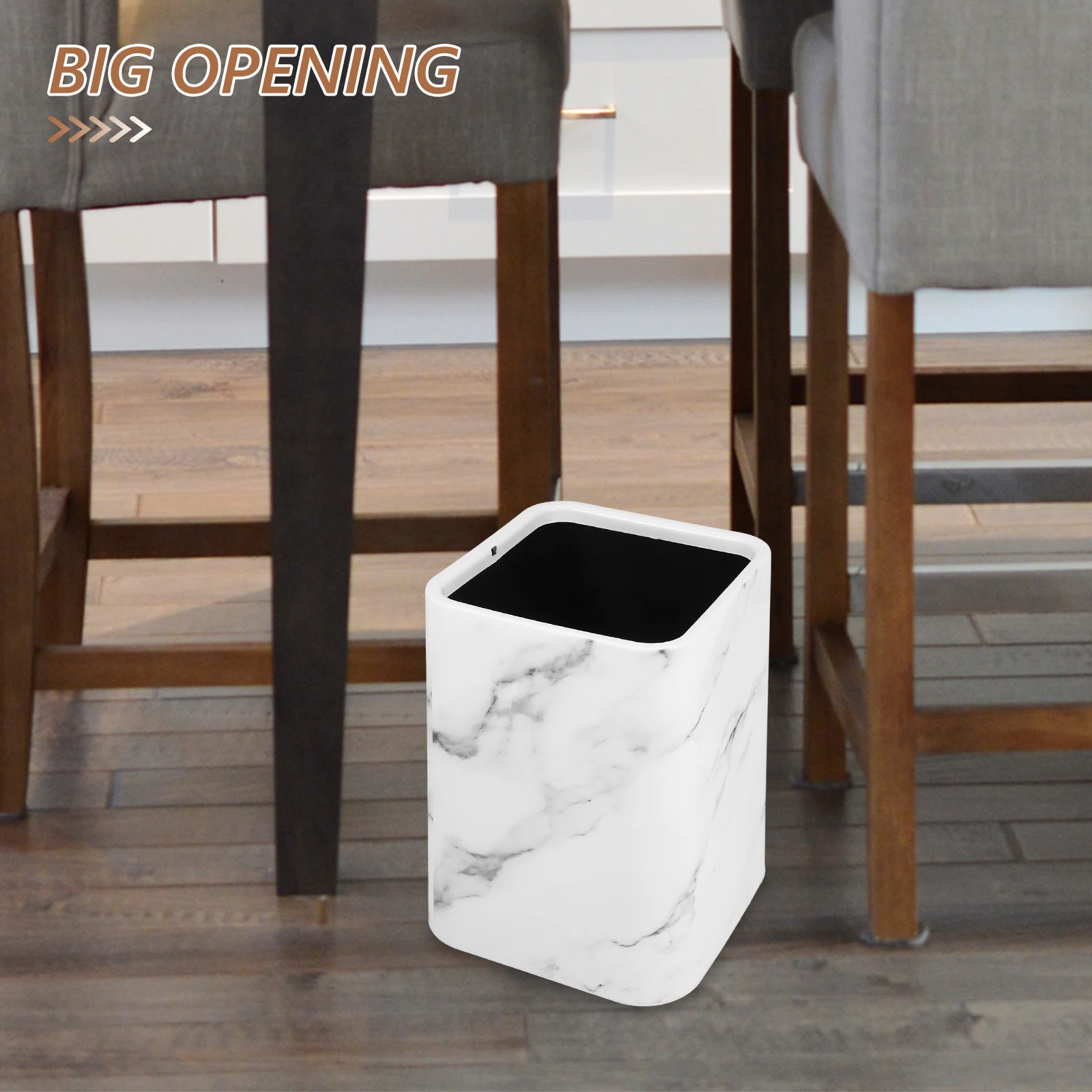 

Imitation Marble Trash Can Bathroom Cans Garbage Decor Dustbin for Kitchen Pp Office Bedroom