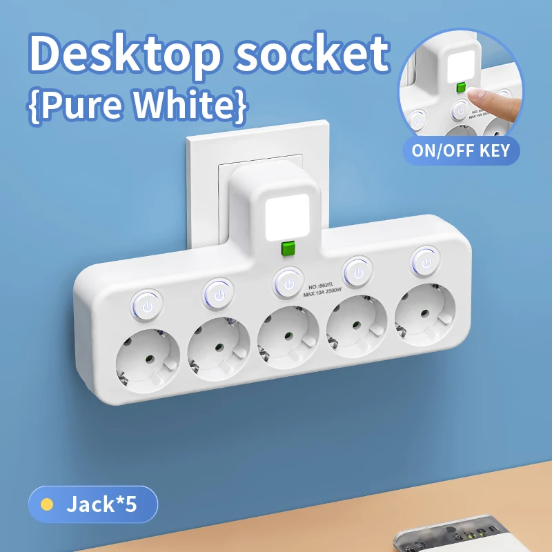 2-5-fach Steckdosenleiste EU-Steckdose ohne Verlängerungskabel mit oder ohne USB-Typ-C-Anschlüsse, zwei Spezifikationen