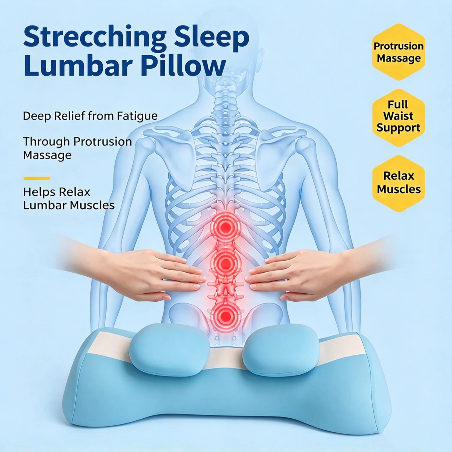 Bed Sleeping Pillow Lumbar Cushion Interbody Protection Lumbar Spine Stretching Support Artifact Axial Tension Relaxation