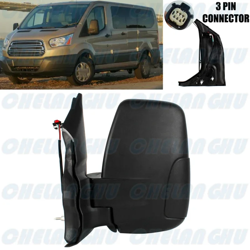 Left Side 3 Pins Satin Black Adjust Mirror assembly For Ford Transit 150 250 350 2014 2015 2016 2017 2018 2019 2020 2021 2022