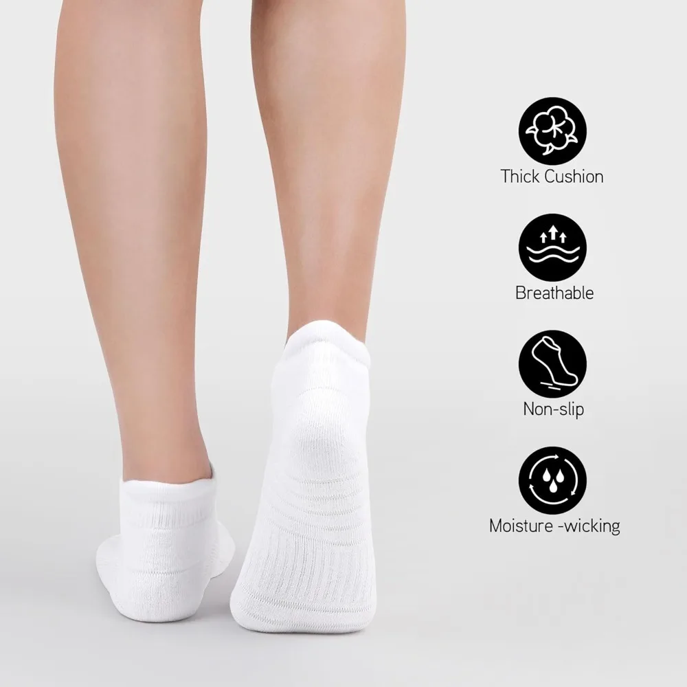 جوارب رياضية منخفضة القطع للكاحل - مبطنة، ناعمة ومسامية، مضادة للبثور، 6 أزواج من الرجال والنساء