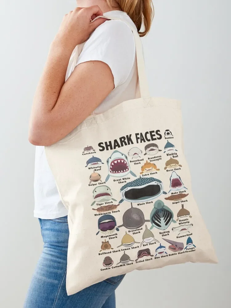 Types Of Shark Identification - Shark Faces - Shark Heart Tote Bag Women's bag hand bags cloth bag woman