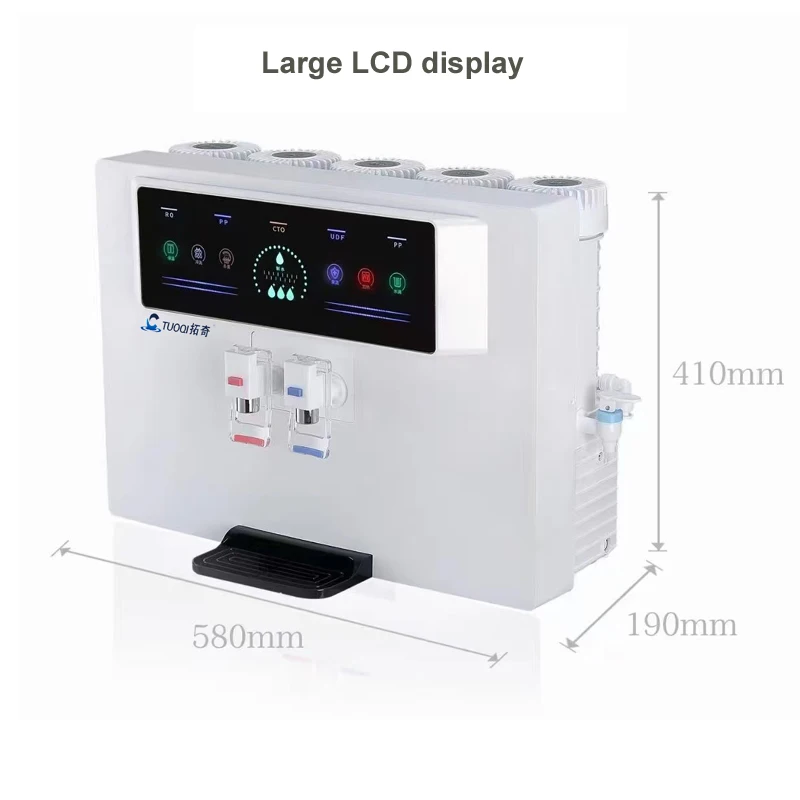 Gran pantalla LCD recordatorio de voz dispensador inteligente de agua potable RO caliente y fría
