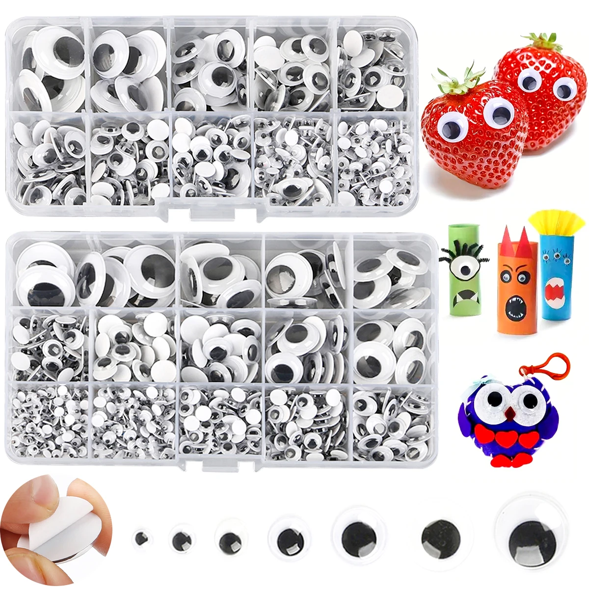 100–550 Stück selbstklebende Wackelösen in verschiedenen Größen – DIY-Bastelbedarf für Scrapbooking, Kartenherstellung und mehr – sortiert 5–24 mm