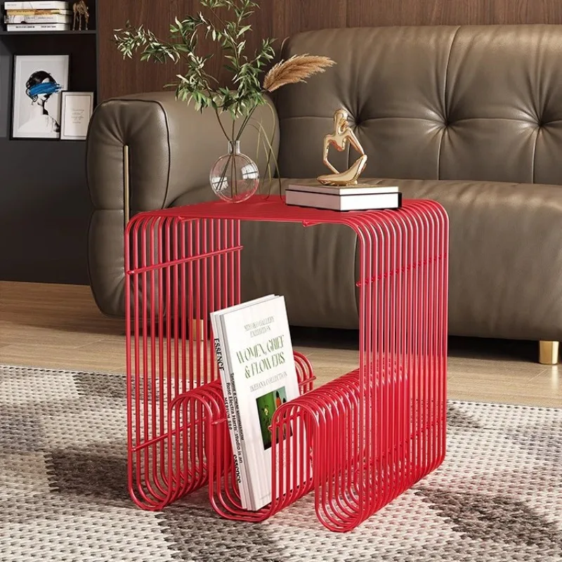 Metal Wire Coffee Side  Bedside  Small Storage Shelf Wall Mounted Living Room Sofa End Table Modern Furniture - view 5
