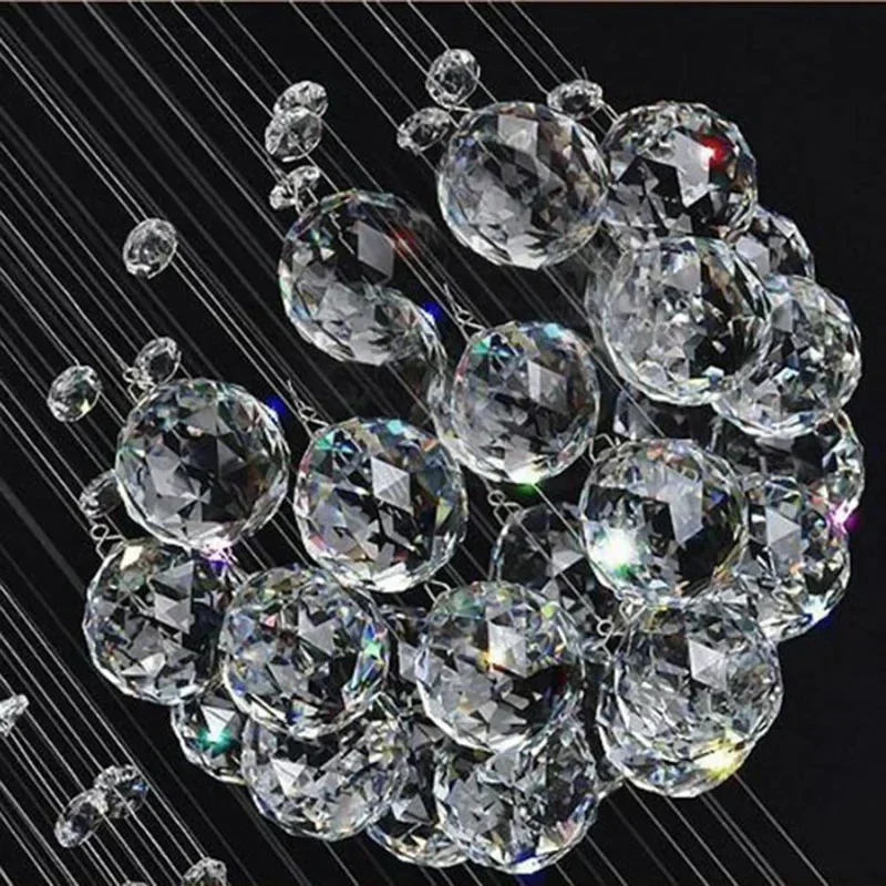 Crystal Chandelier for High Ceiling Modern Spiral Large Raindrop Flush Mount Light Fixture Living Room Hall 13-Light Fixture - view 6
