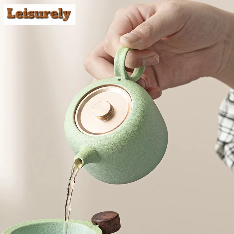 130ml Gradual Blueish Green Ceramic Teapot Antique Pot Tea Soaking Kettle With Infuser Green Tea Cha Accessories Ornaments Gift