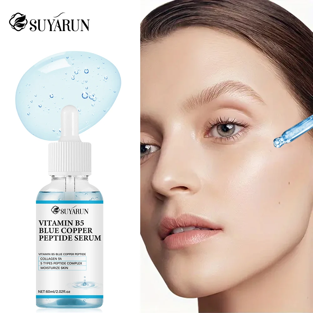 SUYARUN Sérum péptido de vitamina B5+de cobre azul: esencia facial hidratante antienvejecimiento, reparación de la piel, todo tipo de piel.