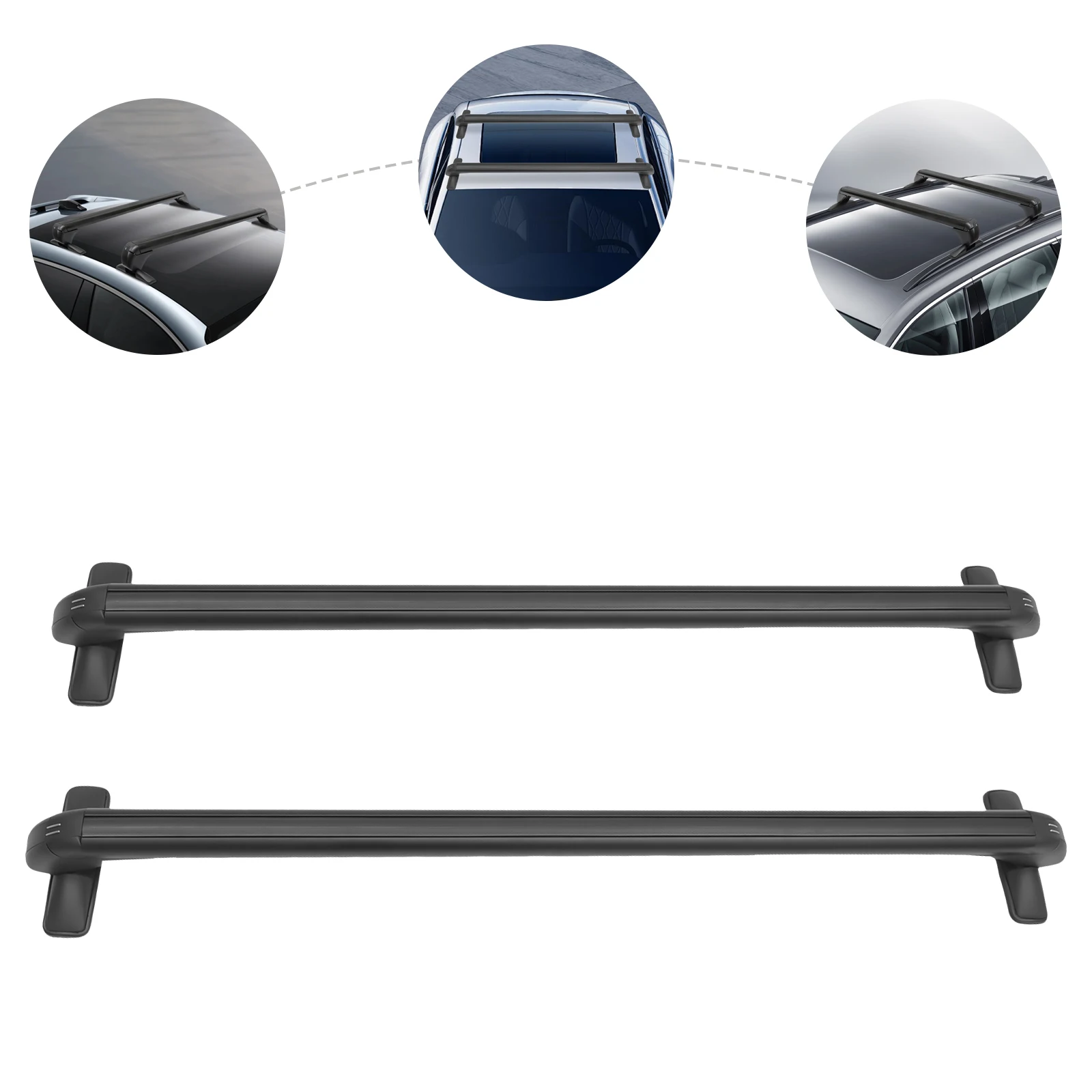 

New Aluminum Black Universal Car Roof Luggage Rack for 4 or 5 Door Cars 1m Bar 75kg Load Non-Destructive Install 2 Keys Included