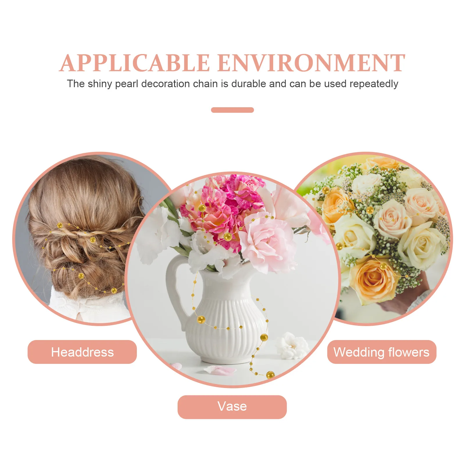 

1 Roll Artificial Pearl Bead Chain String Garland Decorative Diy Wedding Party Layout Curtain Backdrop Home Office Celebration