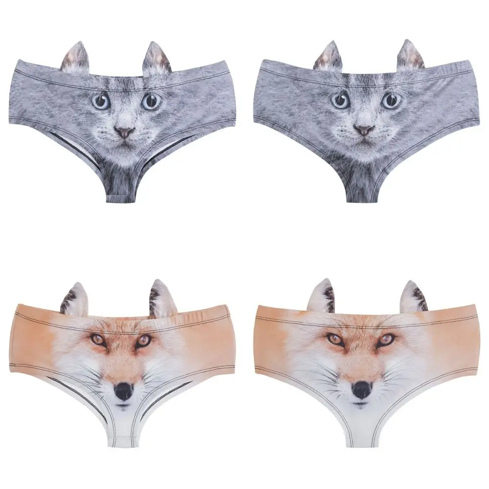 Dámské spodní prádlo s 3D potiskem zvířat, pohodlné, prodyšné, zavinovací, na zadek - náhled 2