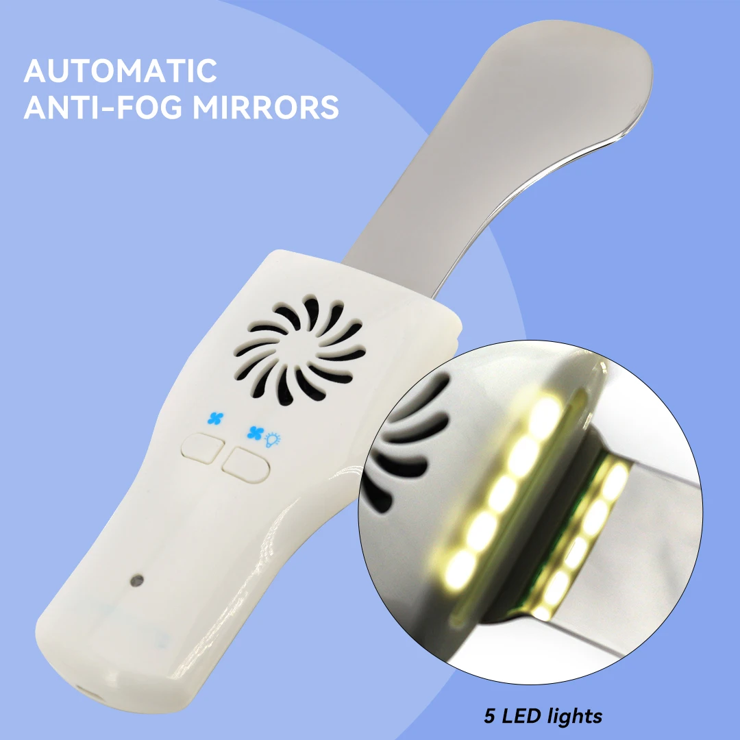 

Dental Anti-Fog Mirrors Set Fog Free Intraoral Photography Stainless Steel Mirror with LED Light Orthodontic Reflectors