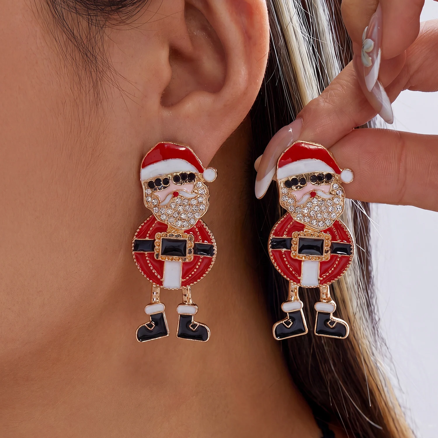 Neues Design Strass Schneeflocken-Ohrhänger für Frauen Glänzende Kristall-Zirkon-Lebkuchen-Ohrringe Charms Neujahrs-Schmuckgeschenke – Detail 1
