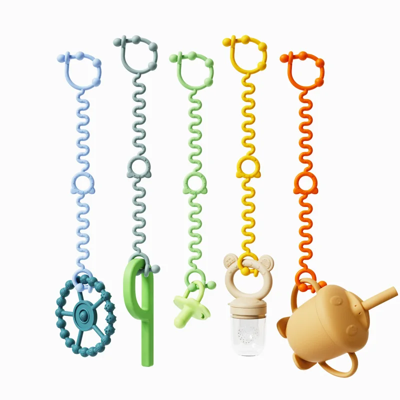 Cute Cartoon Pacifier Chain Holders Anti-drop Rope Chain Soft Silicone Teething Clips Baby Teether Toy Soother Pacifier Strap