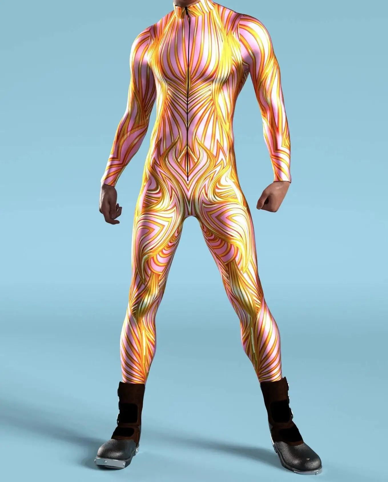 IOOTIANY Mech-Style Halloween-Bodysuit mit Aufdruck für Männer, Schlanker Langarm-Cosplay-Karnevalskostüm, Enger Jumpsuit Zentai 2026 – Detail 6