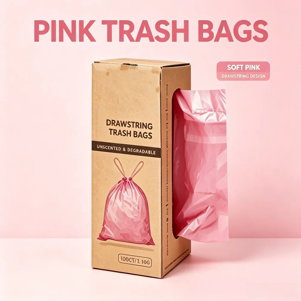 4 Rolls / 200PCS 4-5 Gallon Drawstring Trash Bags Thick Tear-Resistant Leak-Resistant Small Garbage Bags for Kitchen Bathroom Bedroom Office Dorm And Travel