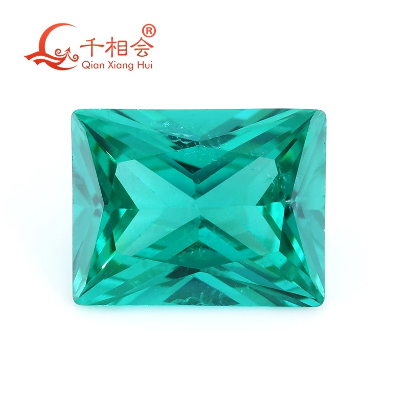 

Rectangle princess cut Lab Grown Paraiba Color Yttrium Aluminum Garnet Gem Stone with Inclusions Tsavorite Cultivated