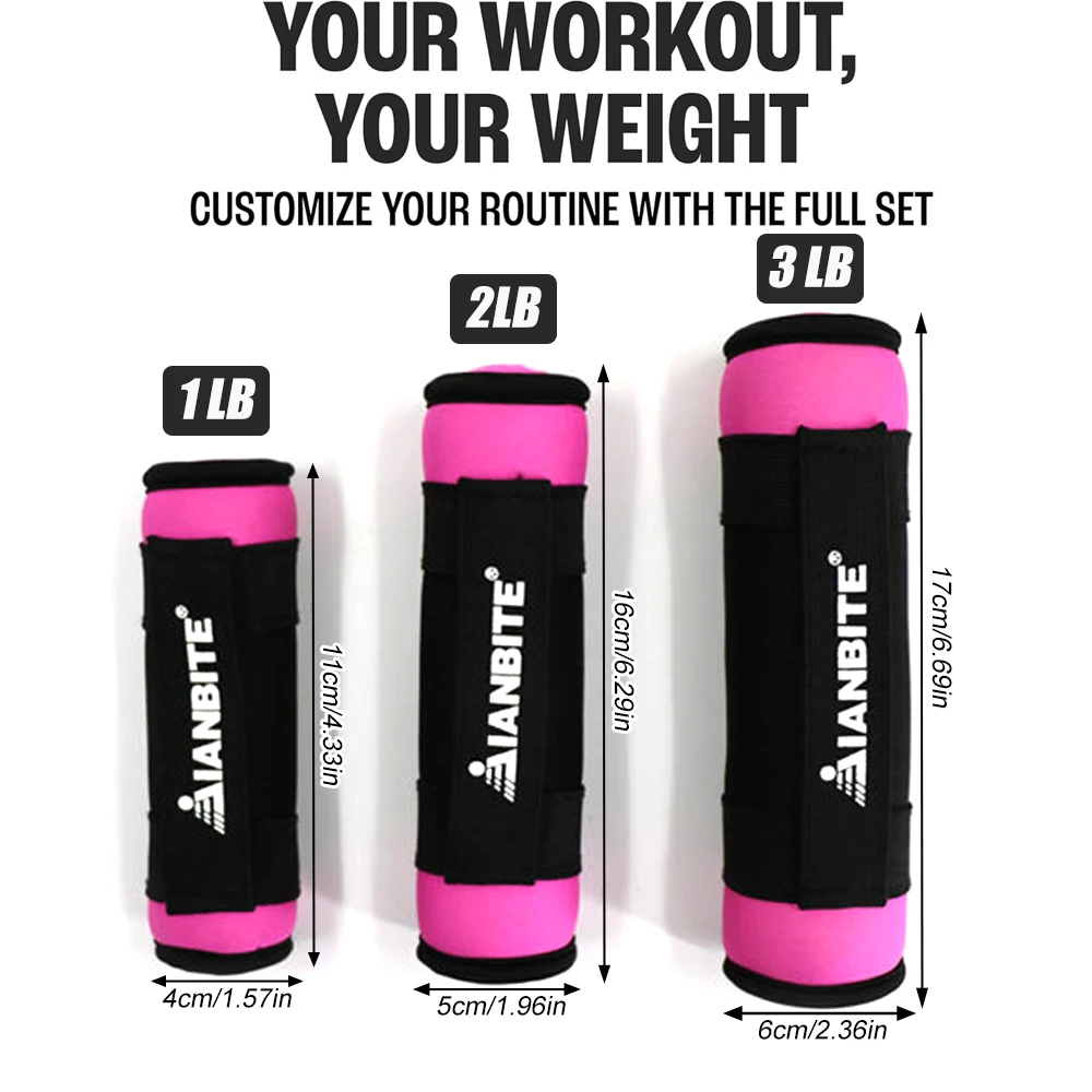 WECANTOP 1 par de pesas de mano para mujeres y hombres, juegos de pesas de mano para caminar con mancuernas suaves con correa de mano - 1LB 2LB 3LB