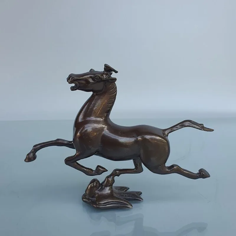 Wholesale Seiko Pure Copper Purple Bronze Horse Stepping on a Flying Swallow Home Decoration Brass Antique Chinese Zodiac Horse