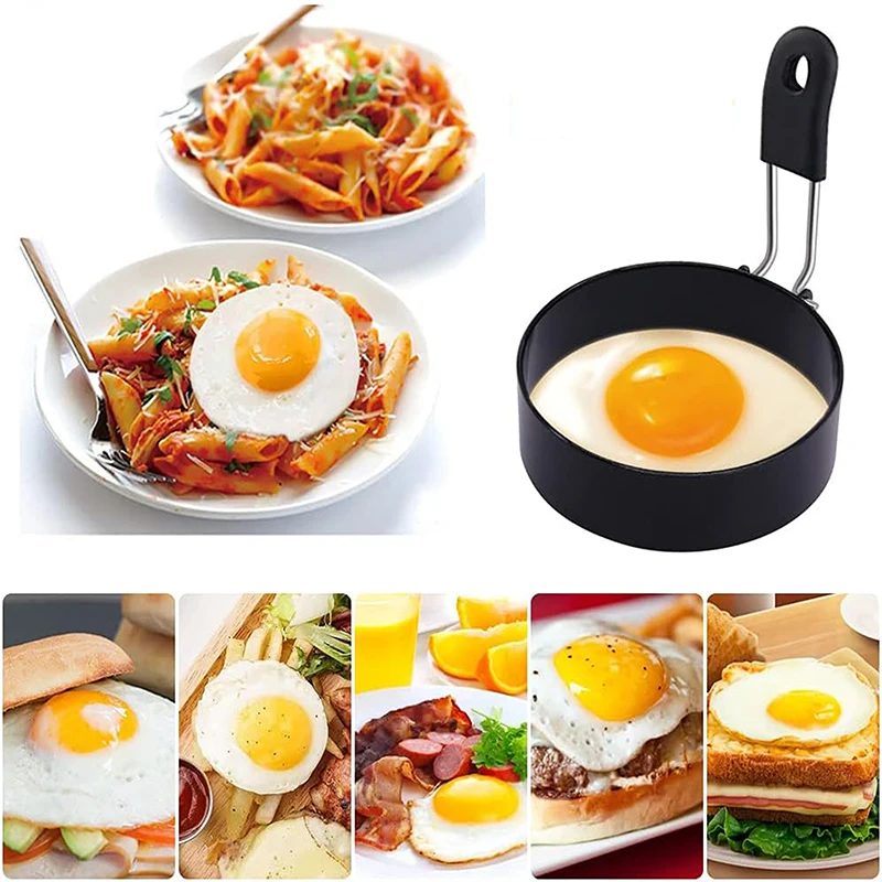 Egg Ring With Silicone Handle Egg Ring For Frying Eggs Nonstick Round Egg Cooker Ring Cooking Egg Mould Breakfast Sandwich Tool