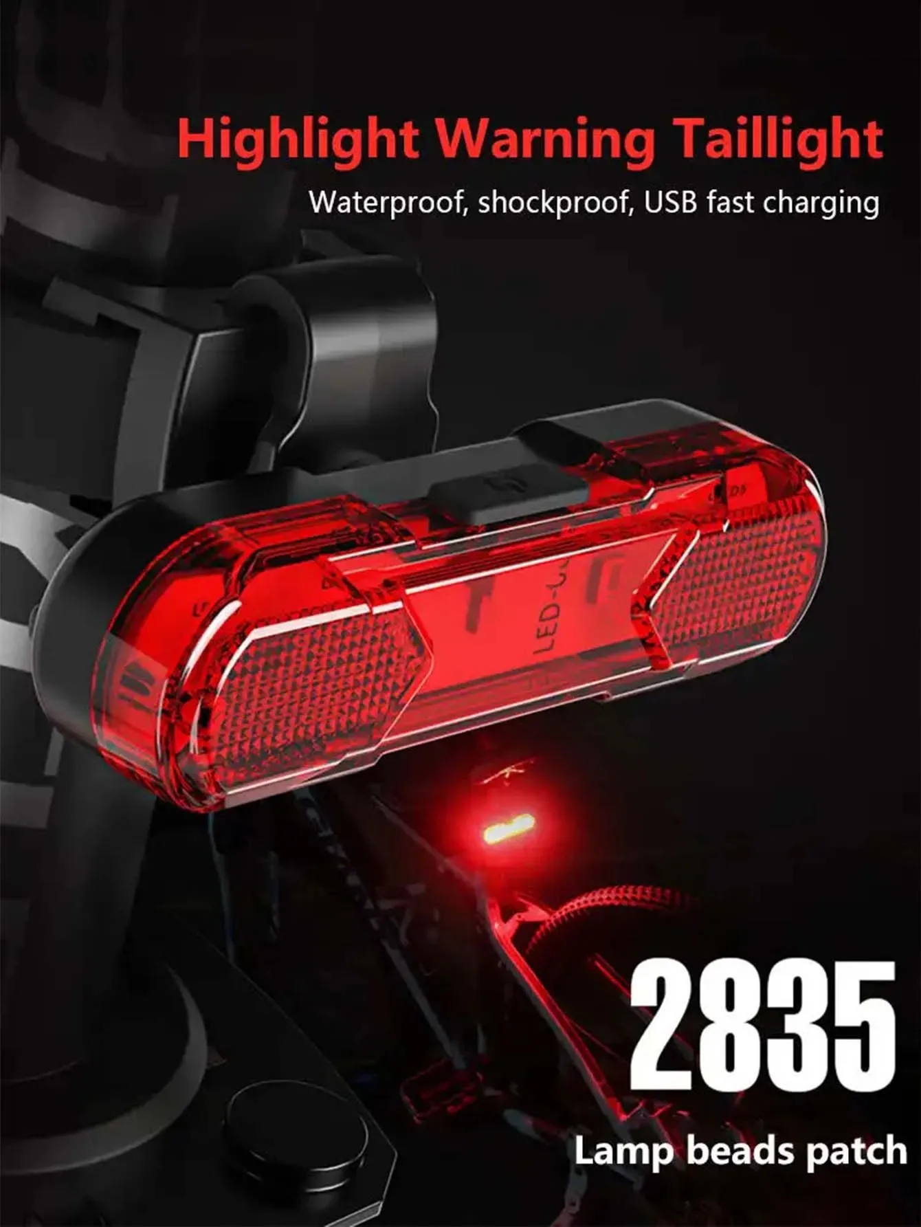 

Waterproof LED Bike Light USB Rechargeable Bicycle Tail Safety Warning Light Bicycle Light Bicycle Accessories