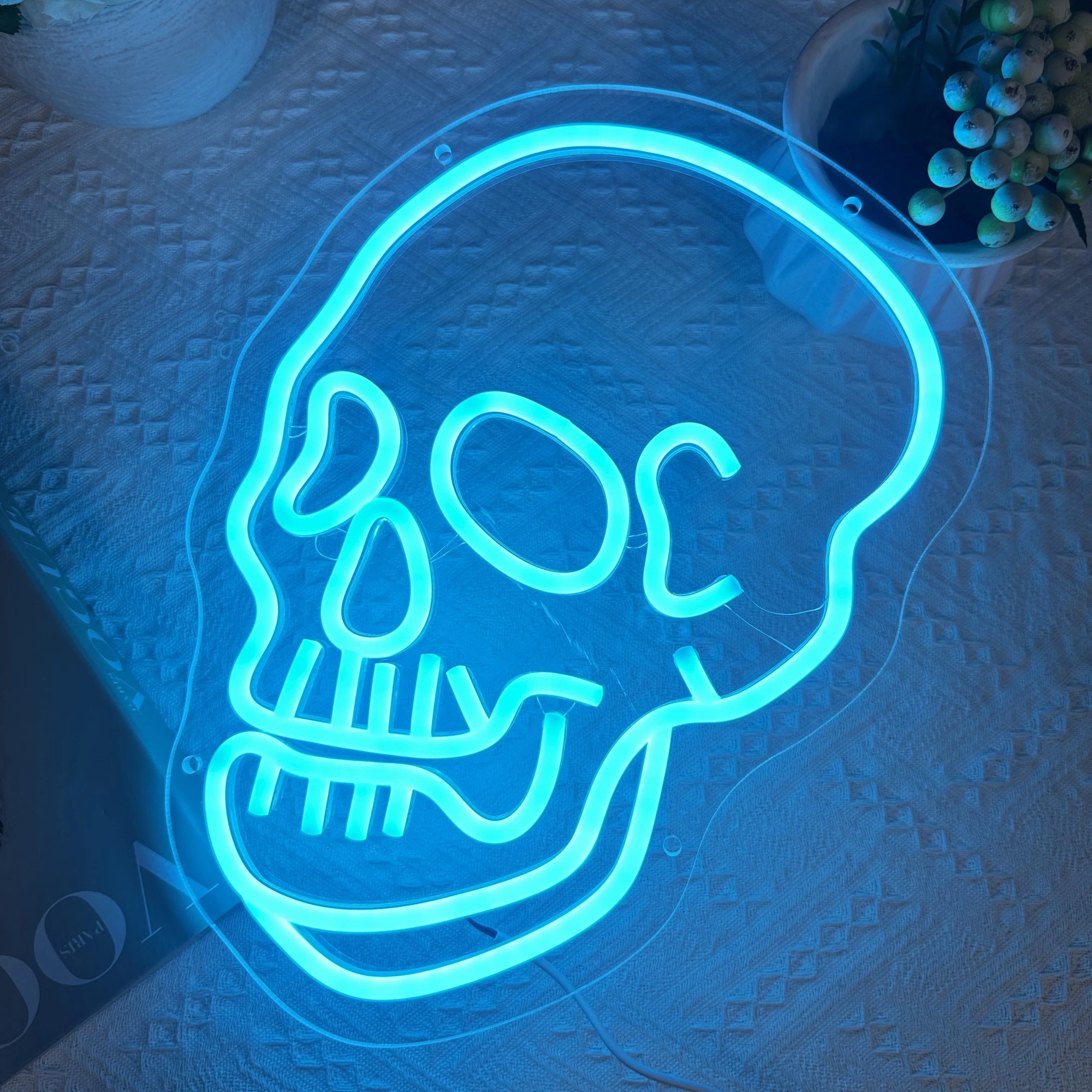 Halloween LED Neon Sign Skull Wall Decor for Home Party Bedroom Neon Lights Halloween Day Gift Halloween Decorations