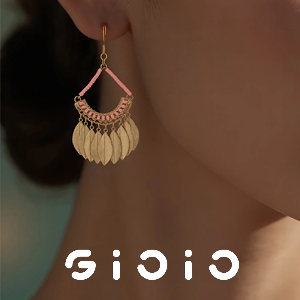 

GIOIO Bohemian Ethnic Style Fringe Earrings For Women's Fashion Vintage Stainless Steel Gold-Plated Earrings Jewelry Accessories