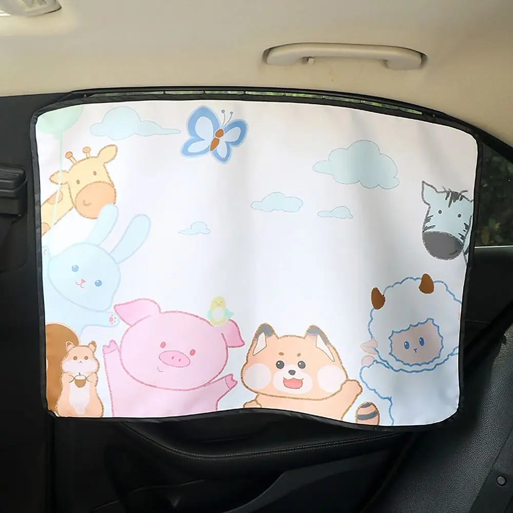 Embedded Rail Car Curtains Love Bear Printed Heat Insulation Auto Window Privacy Divider Car Insulated Sunscreens