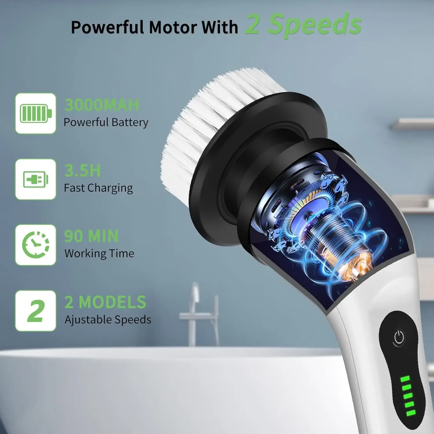 فرشاة تنظيف كهربائية لاسلكية نافذة الحمام المطبخ السيارات متعددة الوظائف آلة التنظيف المنزلية الدوارة