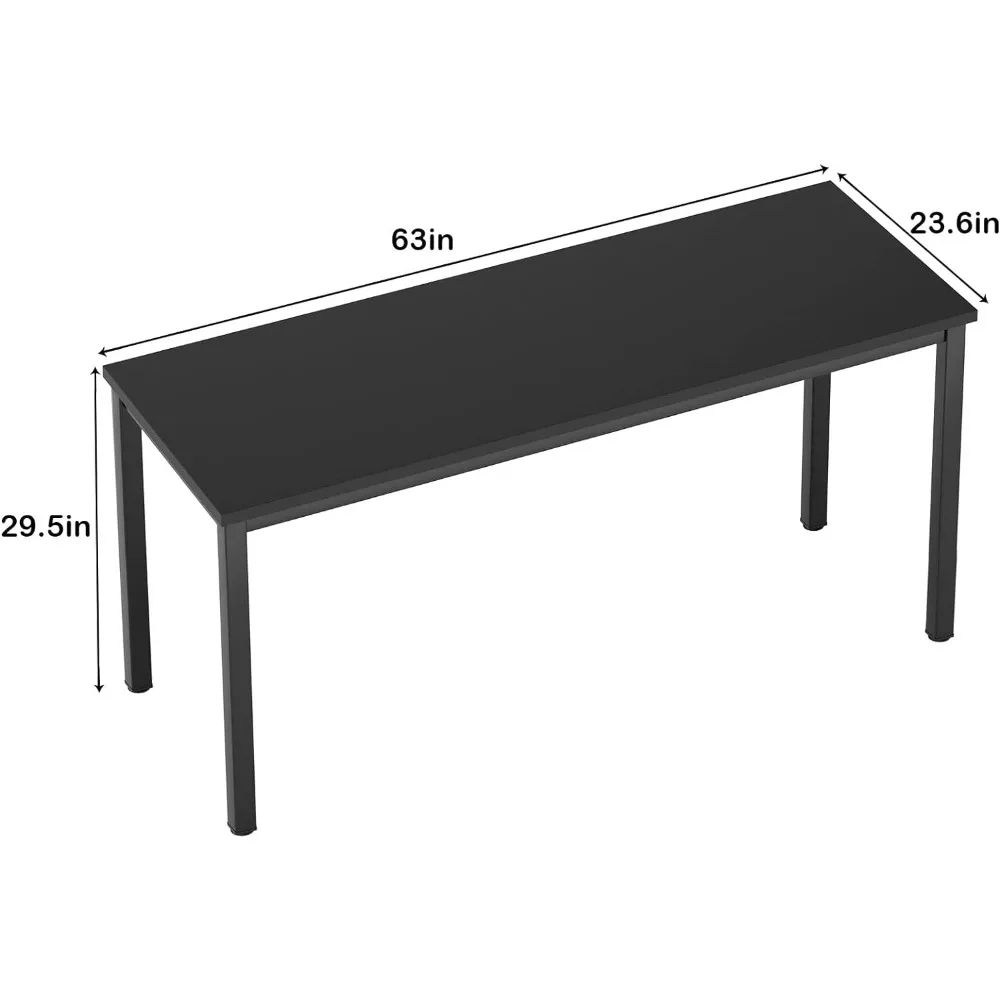 Standing Desk, Basic Writing Table for Study Student, Black Metal Frame, Office Table