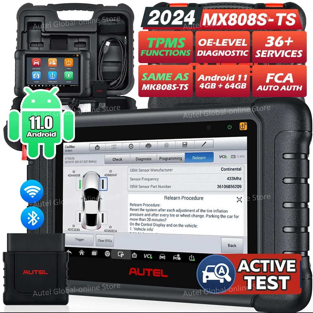 Autel MaxiCheck MX808S-TS TPMS Diagnostic Tools Bi-directional OBD2 Bluetooth Scanner Active Test TPMS Programming PK MK808S-TS