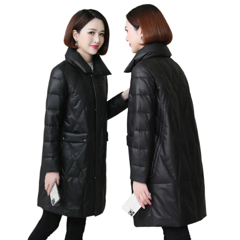 Natural Sheepskin Puffer Jacket Women Fashion Long Down Coats Stand Collar Winter Clothes 2024 New in Outerwears Пуховик Женский