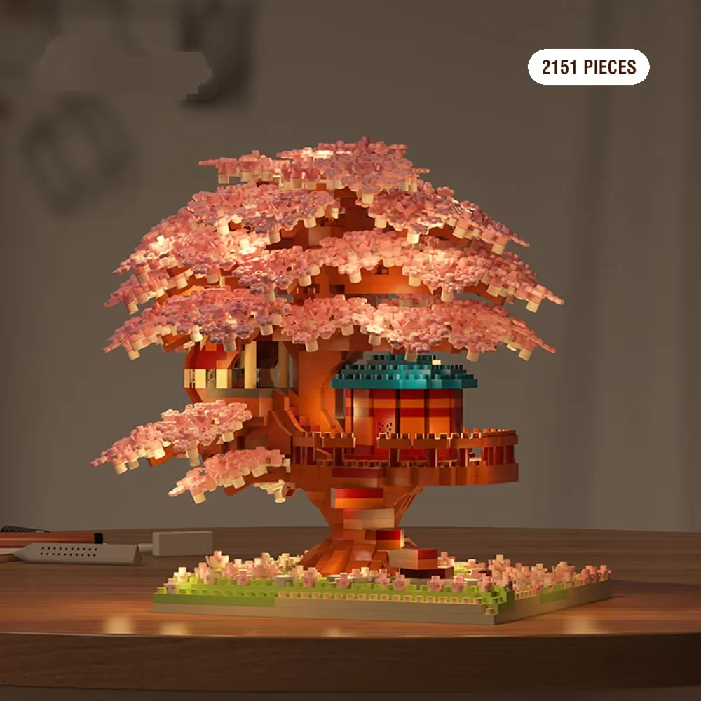 شجرة الزهور هدايا عيد الميلاد DIY منزل مايكرو اللبنات كتلة الجمعية الطوب اليدوية الفتيات صديقة هدية عيد ميلاد الاطفال #2