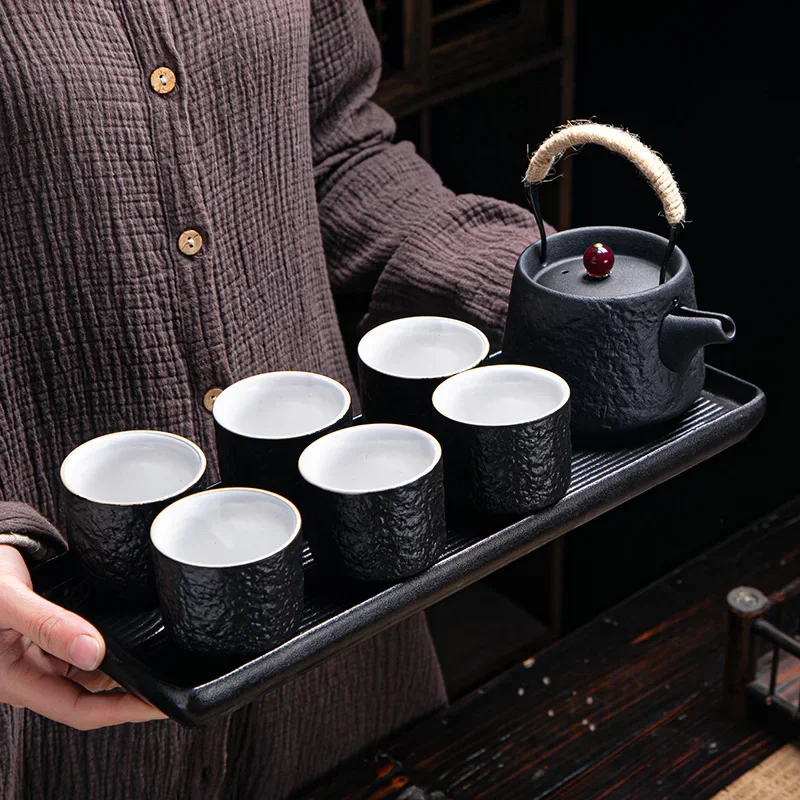 Dry bubble tray ceramic simple whole piece Chinese and Japanese tea table water storage tea tray retro home 2