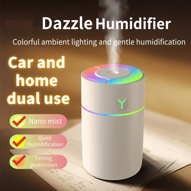 Colorful Humidifier Mini Car Desktop Sprayer Silent Aromatherapy Home Atmosphere Humidifier Nano Mist Timing Protection