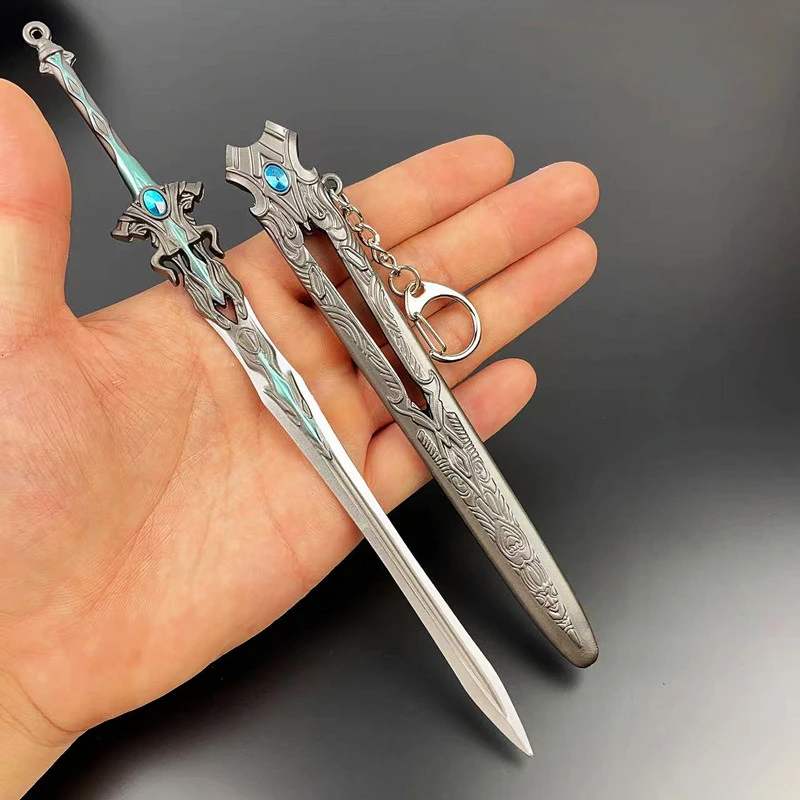 Douluo Continent Weapon Sword of Judgment Anime Game Peripheral 21cm Metal Alloy Samurai Sword Weapon Model Keychains Gifts Toys